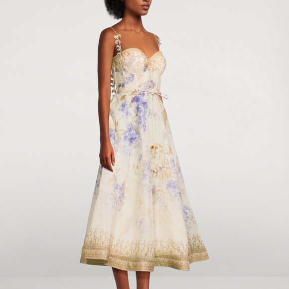 ZIMMERMANN Dawning Picnic Midi Dress In Floral Print - Picture 2 of 13